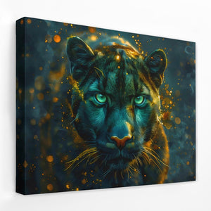 a painting of a tiger with blue eyes