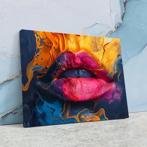 a colorful painting of a woman's lips