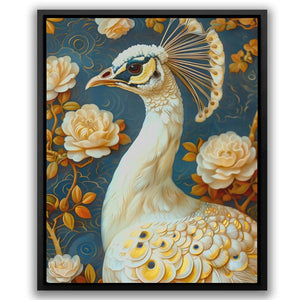 a painting of a peacock surrounded by flowers