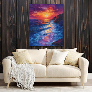 Beachside Shore Dramatic Seascape Illustration - Luxury Wall Art 