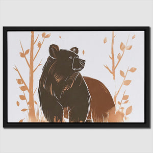 Brush Bear Minimalist Wildlife Doodle Print - Luxury Wall Art 