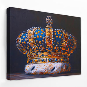 a painting of a crown on a white wall