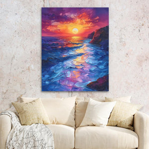 Beachside Shore Dramatic Seascape Illustration - Luxury Wall Art 