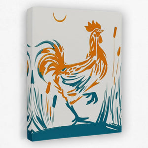 a painting of a rooster on a white background