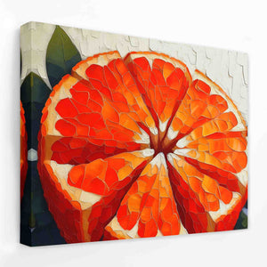 a painting of an orange cut in half