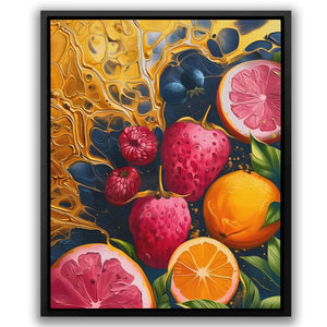 a painting of fruit on a white background