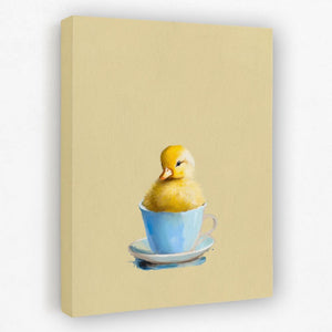 a painting of a duck in a cup