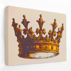 a painting of a gold crown on a white wall