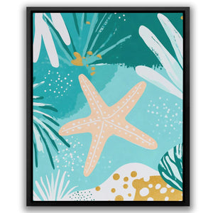 a painting of a starfish on a blue background