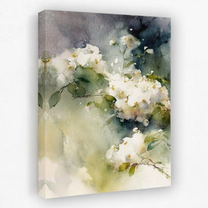 a painting of white flowers on a white background