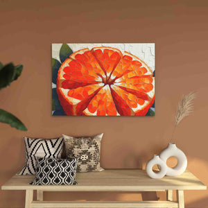 a painting of an orange on a wall