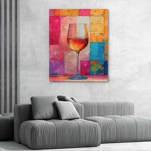 a painting of a glass of wine on a wall