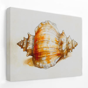 a painting of a sea shell on a white wall