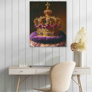 a painting of a crown on a table