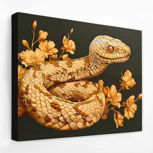 a painting of a snake on a black background