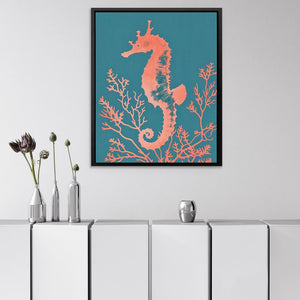 a picture of a sea horse on a blue background