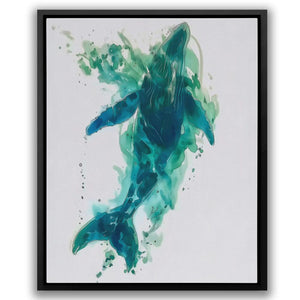 a painting of a blue and green creature