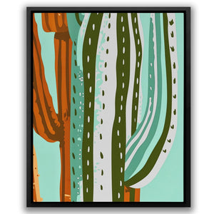 a painting of a cactus in a black frame