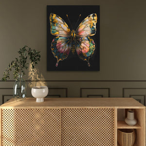 a painting of a butterfly on a wall