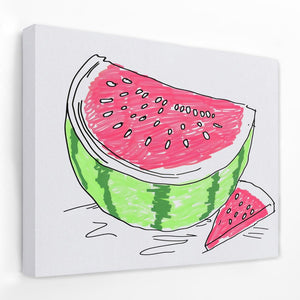 a drawing of watermelon slices on a white background