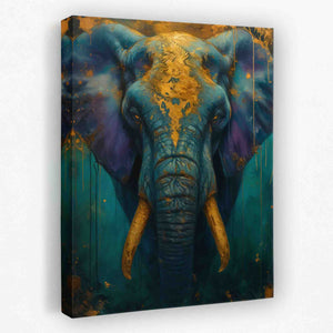 Ivory Sentinel - Blue Elephant of the Wild Print - Luxury Wall Art 