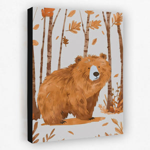 a painting of a bear in the woods