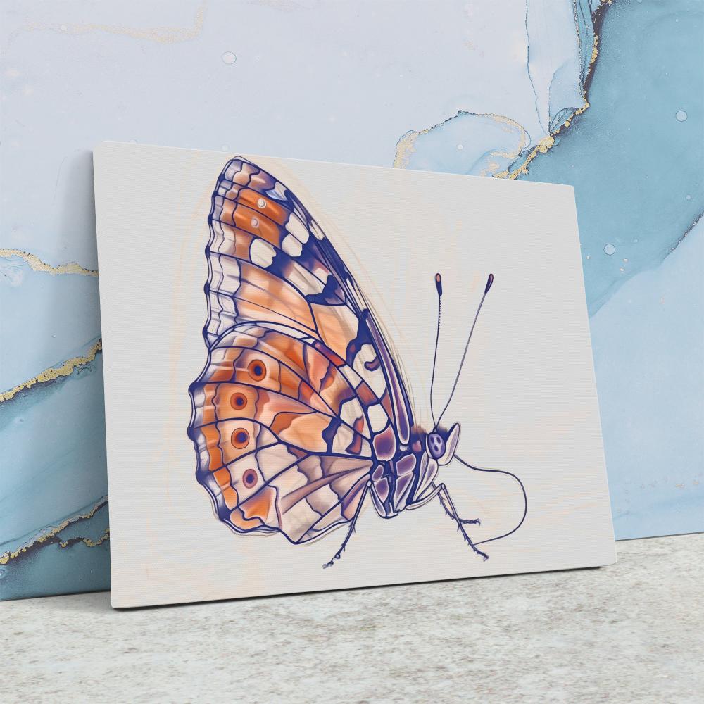 a painting of a butterfly on a white wall