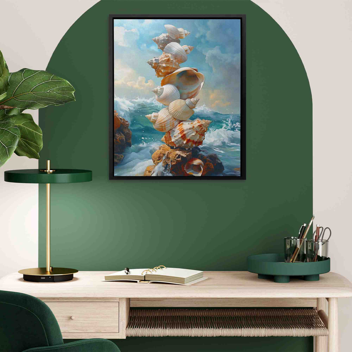 a painting of a ship sailing in the ocean