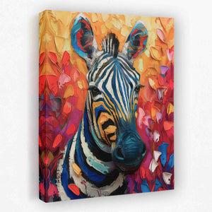 a painting of a zebra on a canvas