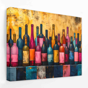 a painting of a bunch of wine bottles