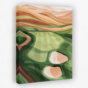 a painting of a golf course on a canvas