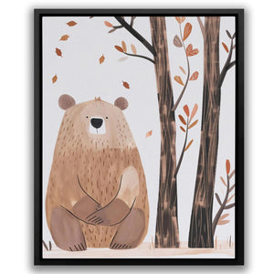 a painting of a bear sitting in the woods