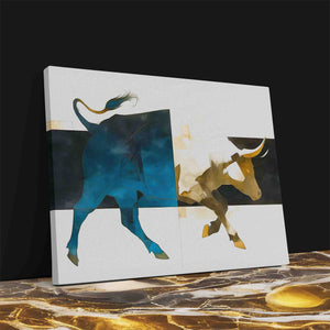 a painting of a bull on a marble surface