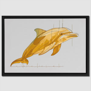 a drawing of a dolphin in a black frame