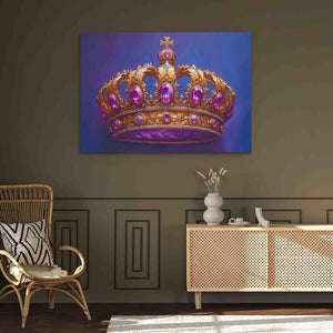 a painting of a crown on a wall