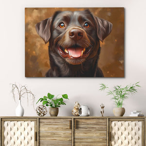 a painting of a brown dog on a wall