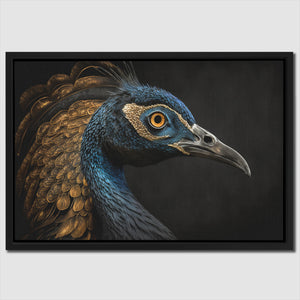 a painting of a peacock with a black background