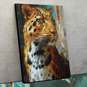 a painting of a leopard on a wall