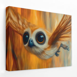 a painting of an owl with big eyes