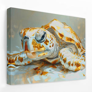 a painting of a turtle on a white wall