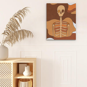 a picture of a skeleton on a wall