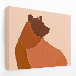 a painting of a brown bear on a pink background