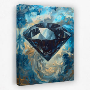 a painting of a diamond on a blue background