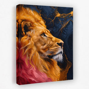 a painting of a lion on a white wall