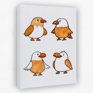a picture of a group of birds on a white background