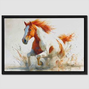 a painting of a horse running in the sand