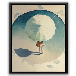 a painting of a person holding an umbrella