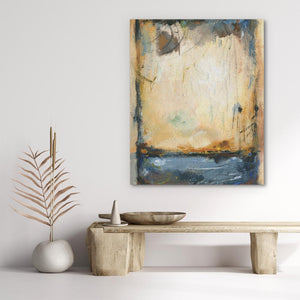 a painting hanging on a wall next to a bowl