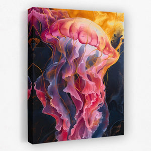 a painting of a jellyfish floating in the water