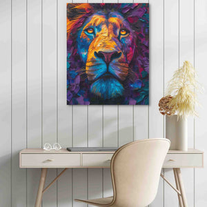 a painting of a lion on a wall